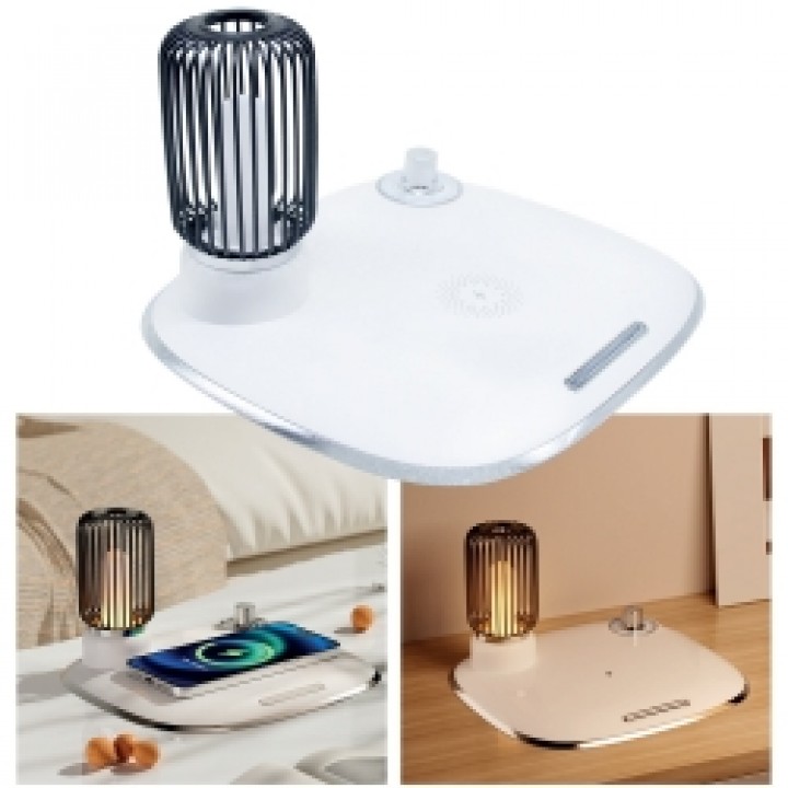 Beyaz Ayarlanabilir Işıklı 2’si 1 Arada Wireless Şarj Cihazı 15W Masa Lambası